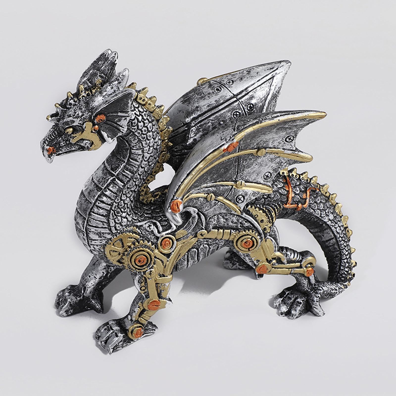 predolo Estatua Mecánica de Animal, Adorno Coleccionable de Resina Moderna, Estilo Steampunk, para Entrada, Estante, Sala de Estar Y Oficina, Dragón Volador, Individual