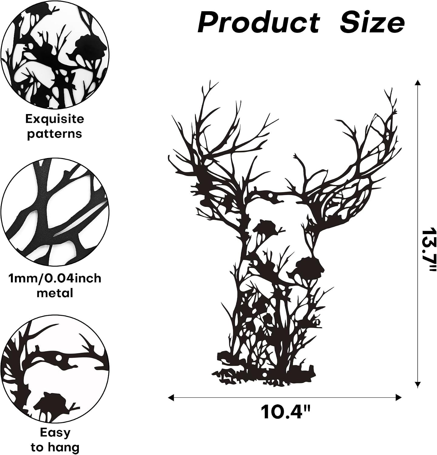 Xedatric Deer Head Metal Wall Art Wildlife Hunting Lodge Decor