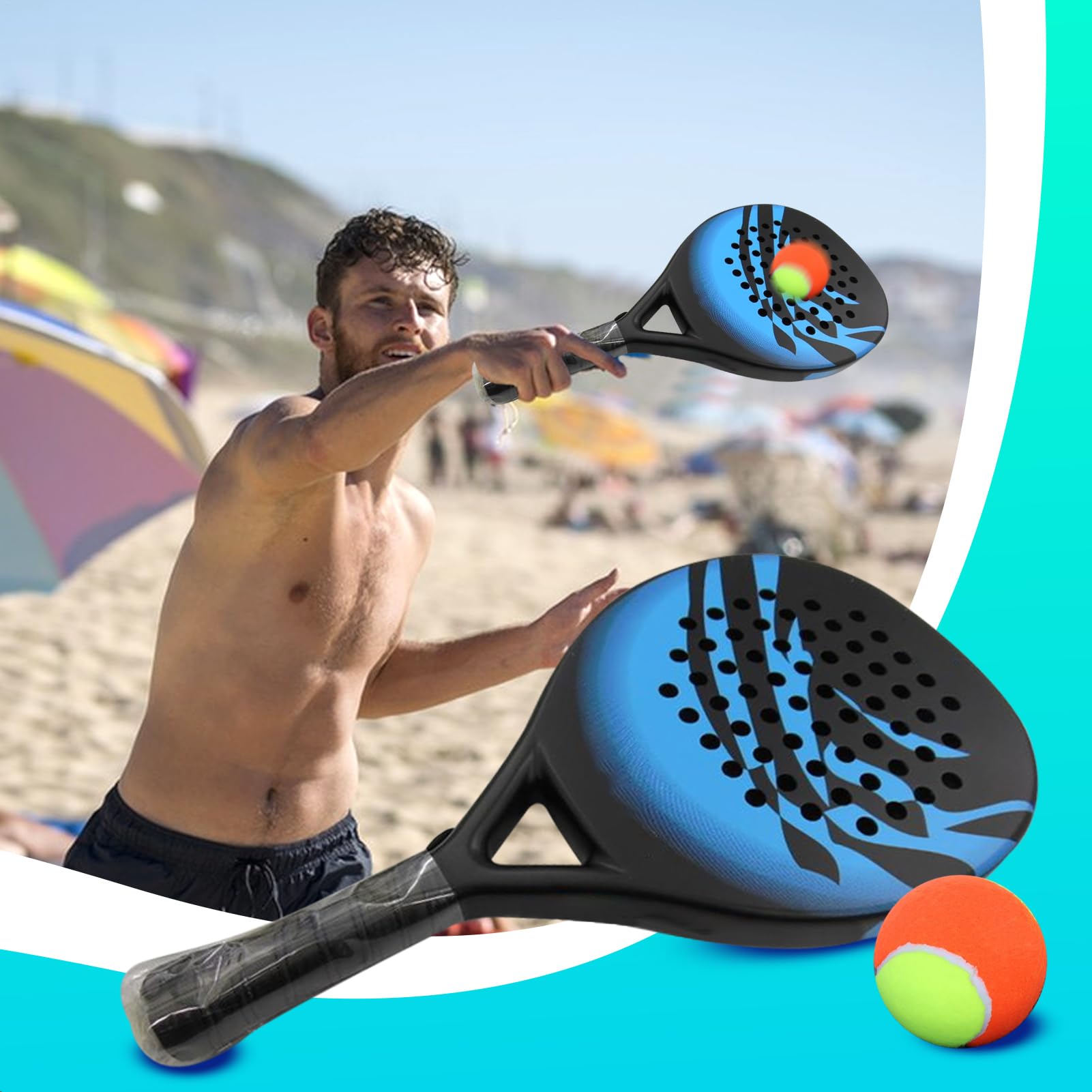 Paddle Racket, Racket, Carbon Fiber Paddle, Ergonomic Grip Design, Lightweight Build, Family Sports Play Beginners Professionals, 18.5x10.43x1.5