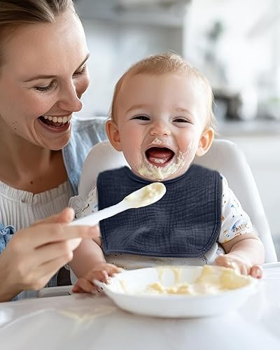 Miniatura 6 de Baberos de muselina unisex para niñas y niños, paquete de 4 baberos 100% algodón para babeo y dentición, 0-36 meses, regalos para bebés, regalos de