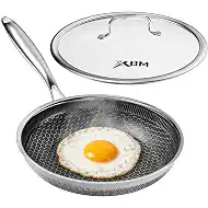 Nonstick Frying Pan with Lid 7-Inch, Durable Stainless Steel Skillet, Induction Cooktop Compatible, PFOA-Free Scratch-Proof, Dishwasher & Oven Safe, Stay-Cool Handle, Silver Kitchen Cookware