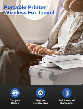 iDPRT MT610Pro Portable Thermal Printer 300DPI HD Mobile Travel Printer Inkless Wireless Mini Printer for Home Office Car Bluetooth Printer 8.5 x 11 US Letter A4 A5 White