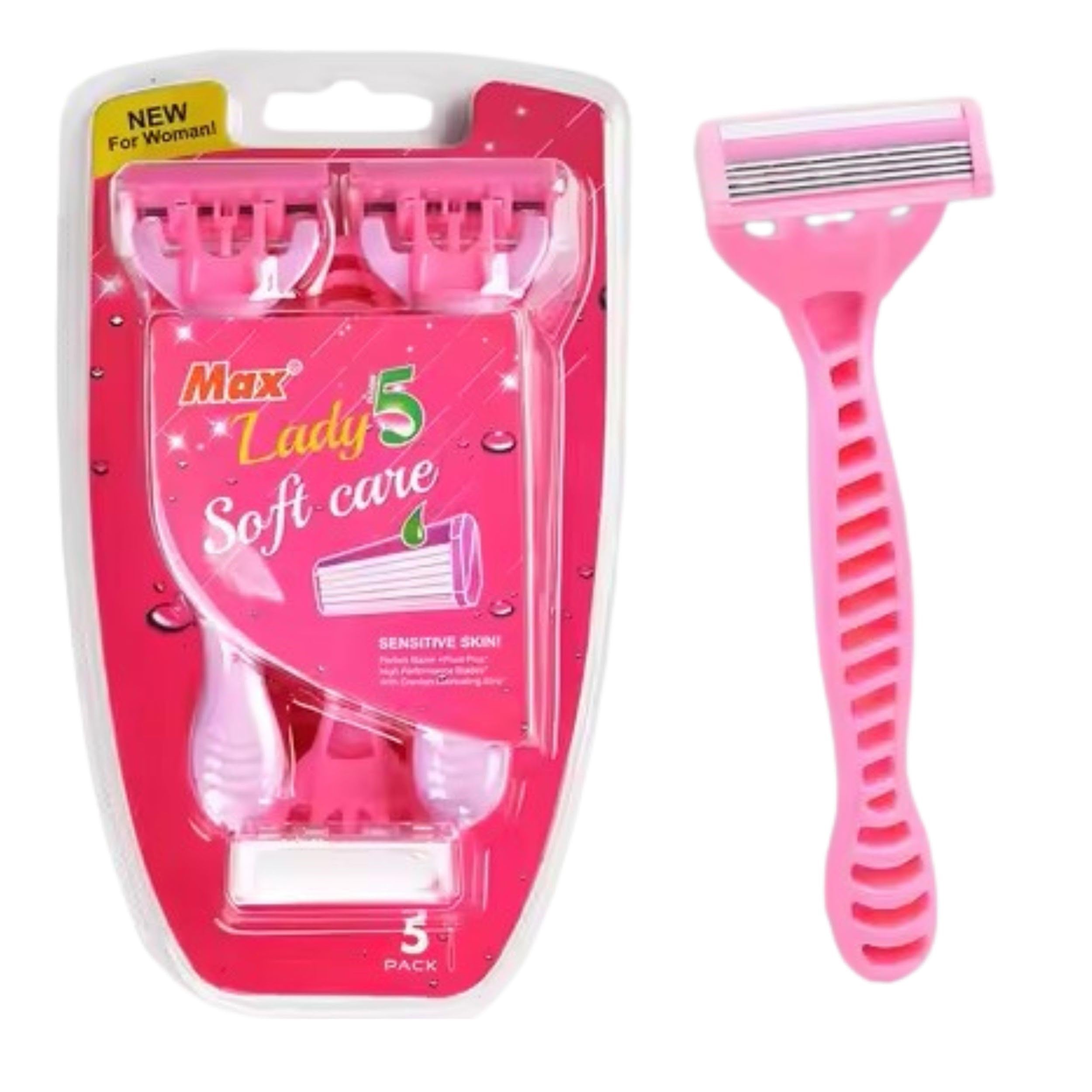 Max Lady 5 layer Floating Blades Soft Care Disposable Razors for Women Perfect Razor for Sensitive Skin with