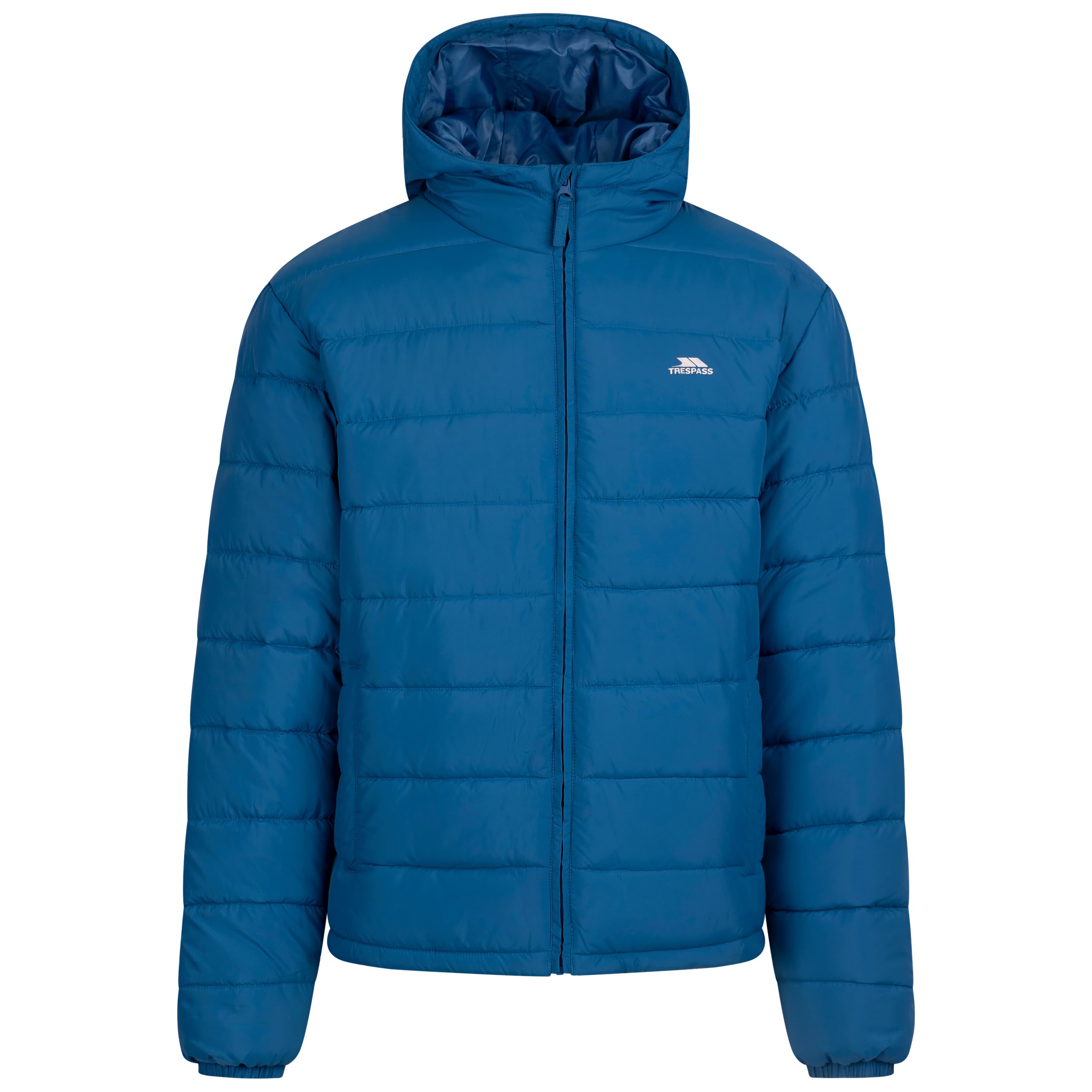 Trespass Men's Jacket Odair - Vertical Side Entry Pockets, Padded, Water-Resistant, Windproof Facing, Shell Fabric Chin Guard, Quilting Detail, Matching Binding at Cuffs