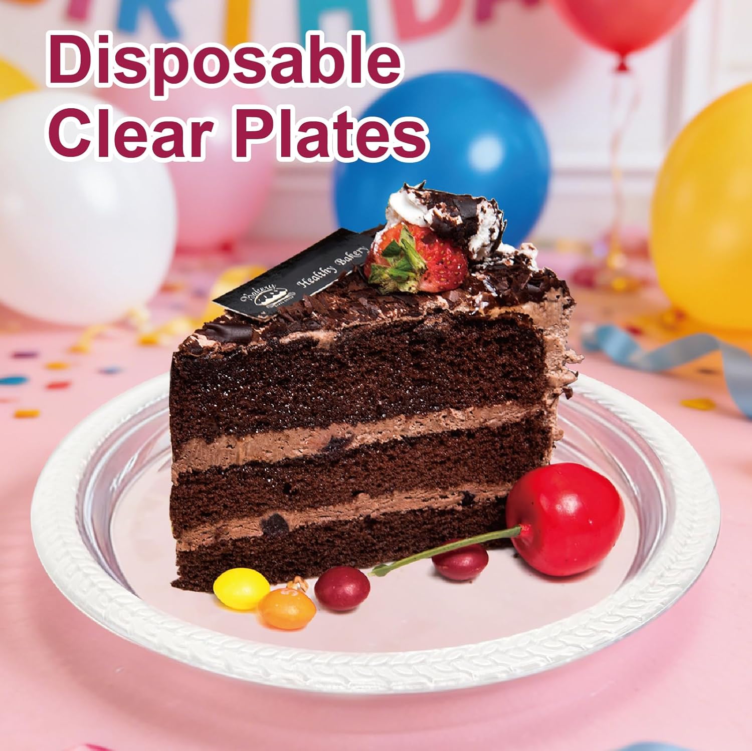 300 Pack Clear Plastic Plates - 6 Inch Dessert Plates Disposable, Durable Disposable Plastic Dinner Plates for Party BBQ, Picnic, Travel,Weddings, New Year and Events.