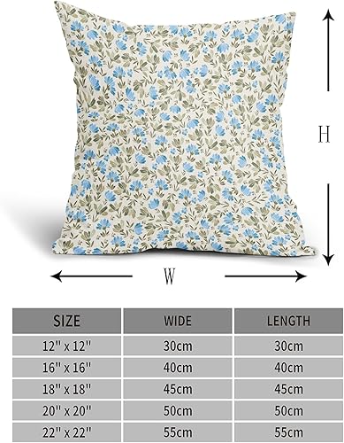 Miniatura 4 de Juego de 2 fundas de almohada decorativas de lino y algodón con estampado de margaritas primaverales de 18 x 18 pulgadas, color verde salvia, azul,