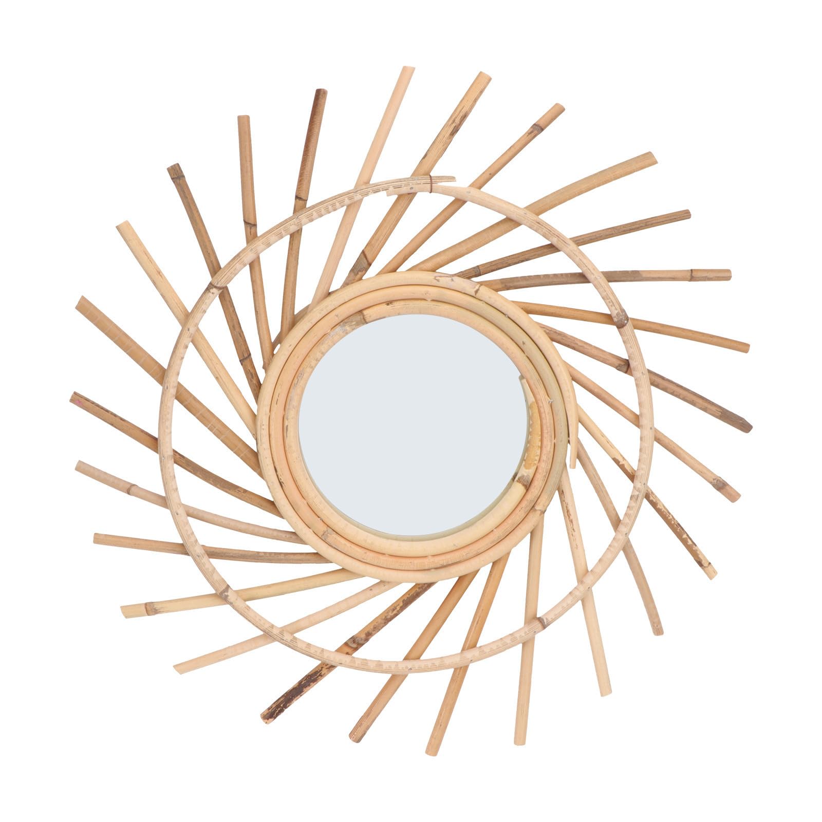 DECHOUS Gewebter Dekorativer Spiegel aus Rattan Handgefertigt Wandmontiert Kaffeefarben für Zuhause und Schlafzimmer Wanddekoration und Foto Requisite