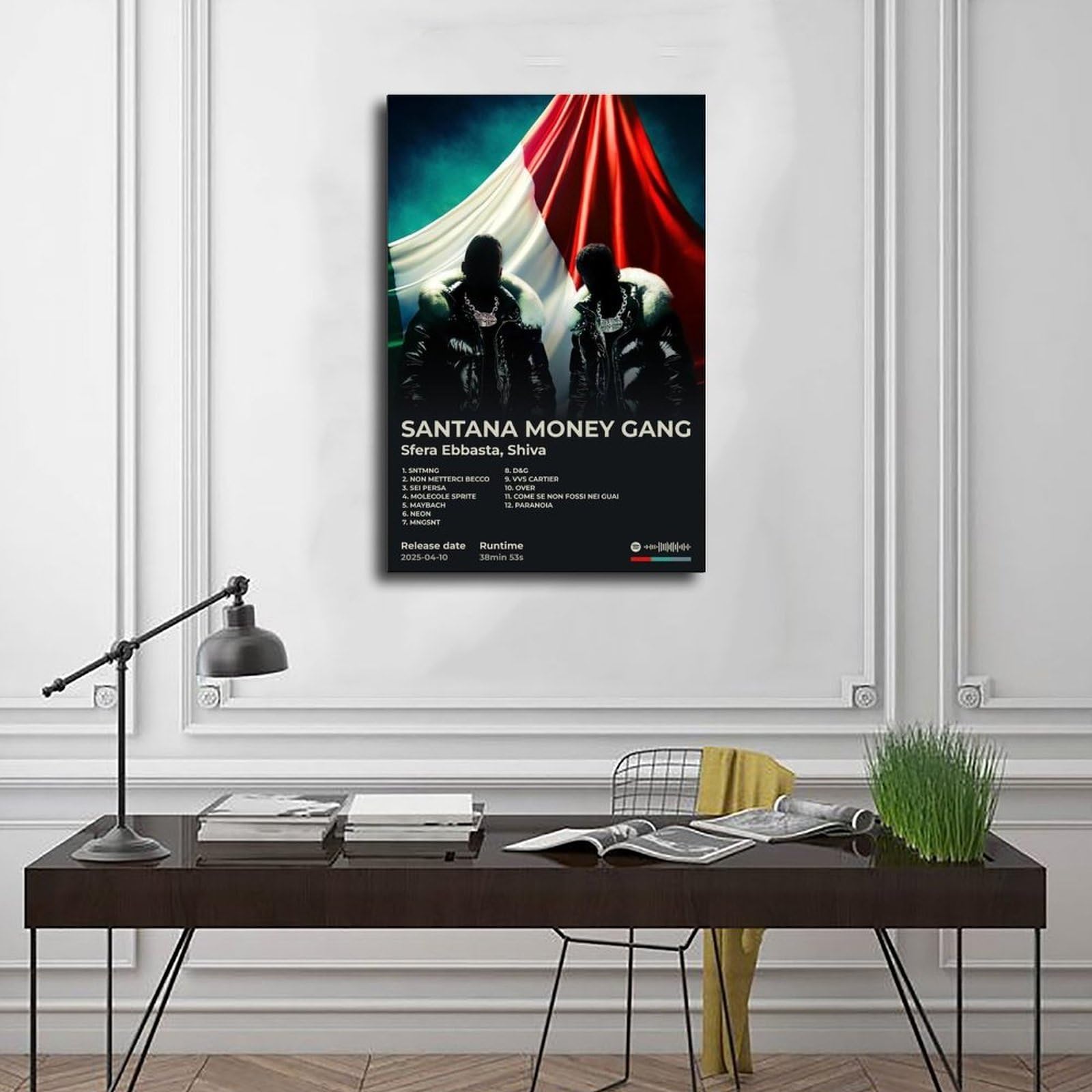 PJEYGF Poster su tela con copertina di album musicale Hip Hop Santana Money Gang, decorazione per la casa, idea regalo