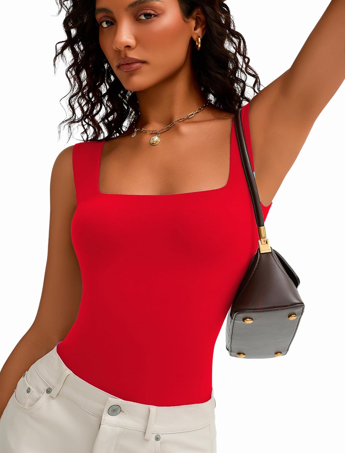 Avidlove Bodysuits for Women Square Neck Body Suit Double Lined Tank Top Bodysuit Soft