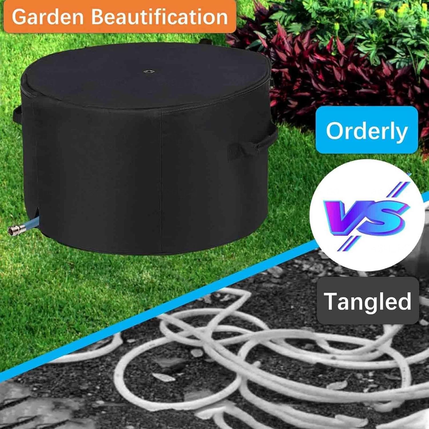 ホースハンガー 45mの水道管を収容可能, ホースコンテナ 多用途 省スペース、移動便利 屋外用ホース収納ボックス ー 庭・テラス・ 蛇口にかけるホースホルダー  耐荷重10kg サビにくい ホースハンガー 散水ホース 収納 スタンド おしゃれ 庭 屋外 ガーデニング リール ... ホースハンガー 45mの水道管を収容可能, ガーデンホース収納ラック 多用途 省スペース、移動便利 ホース 収納 屋外でも屋内でも使