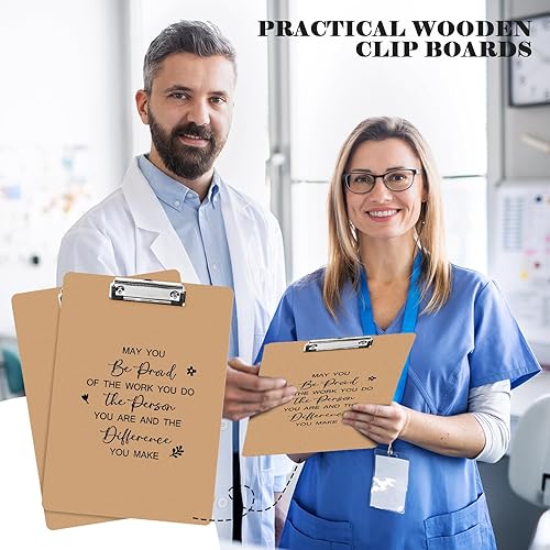 Miniatura 7 de Portapapeles de madera, regalos de agradecimiento para empleados, regalos de regreso a clases, para profesores, tamaño A4, portapapeles tamaño carta