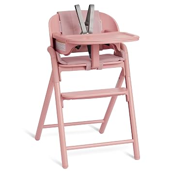 Evolur Step and Savor Convertible Wooden Baby High Chair-Rose Petal