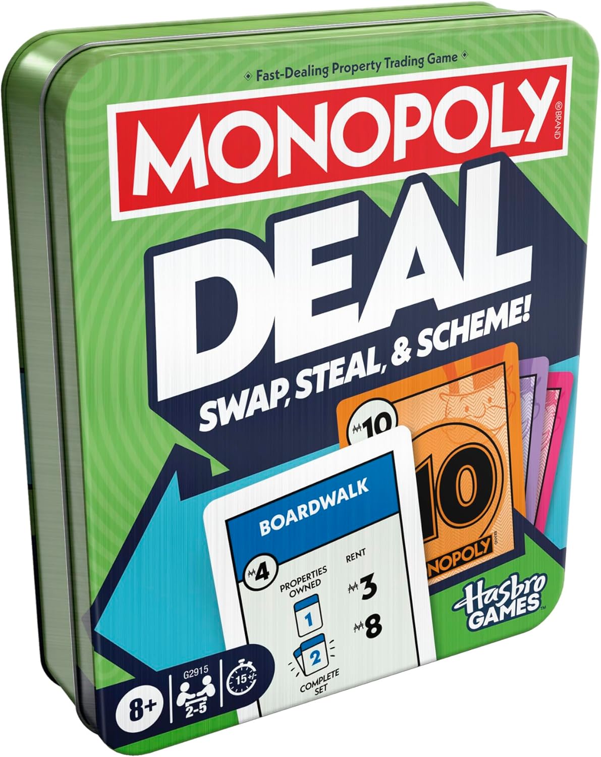 Monopoly Deal Card Game in Collectible Storage Tin | Ages 8+ | 2-5 Players | 15 Mins. | Fun Family Games for Kids, Teens, and Adults | Travel Games Monopoly Deal Card Game in Collectible Storage Tin | Ages 8+ | 2-5 Players | 15 Mins. | Fun Family Games for Kids, Teens, and Adults | Travel Games