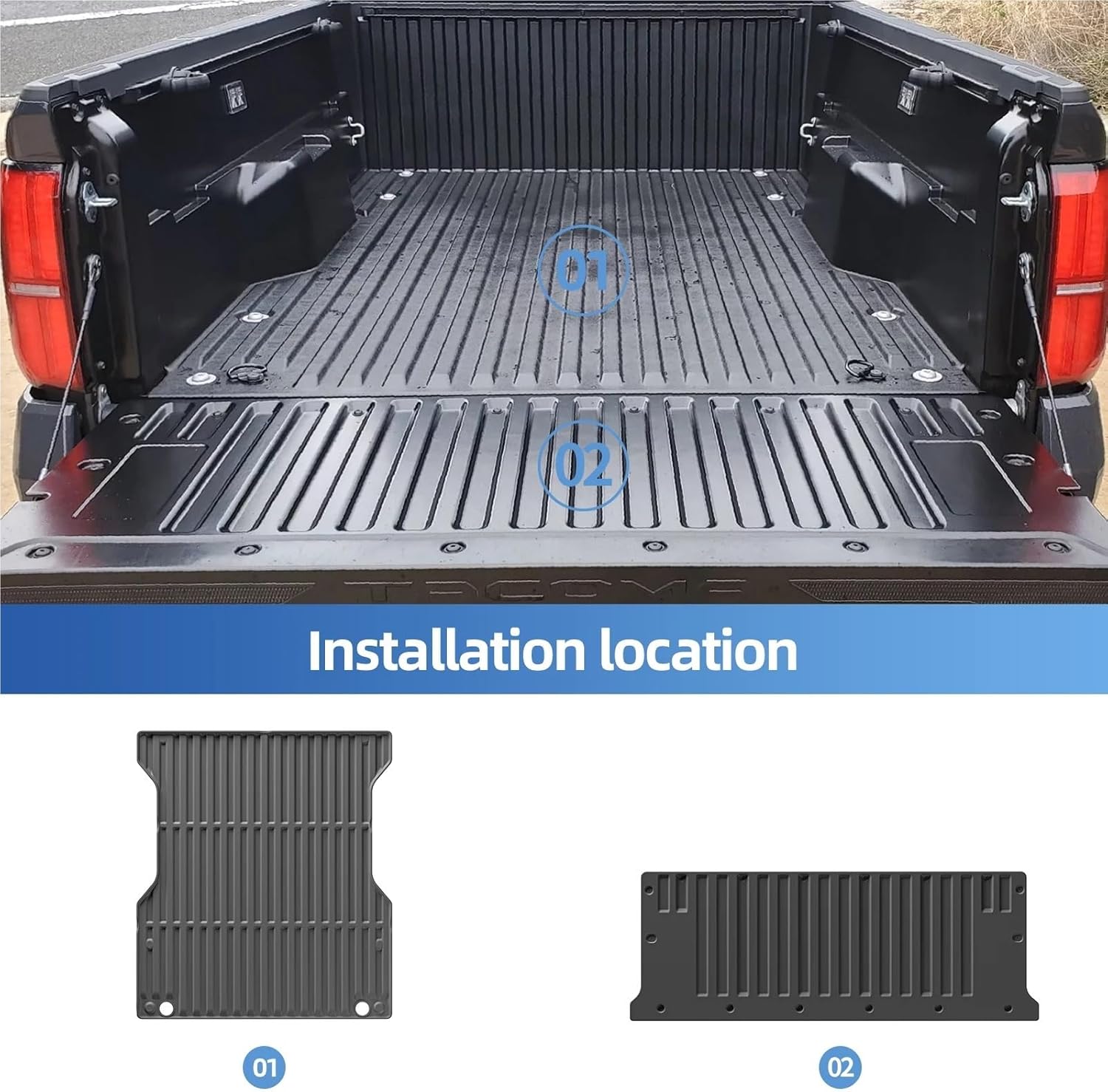 Compatible with Toyota Tacoma 2024 6FT Truck Bed Liner Pad TPE 3D All Season Protection Car Truck Bed Mat Black(1P)