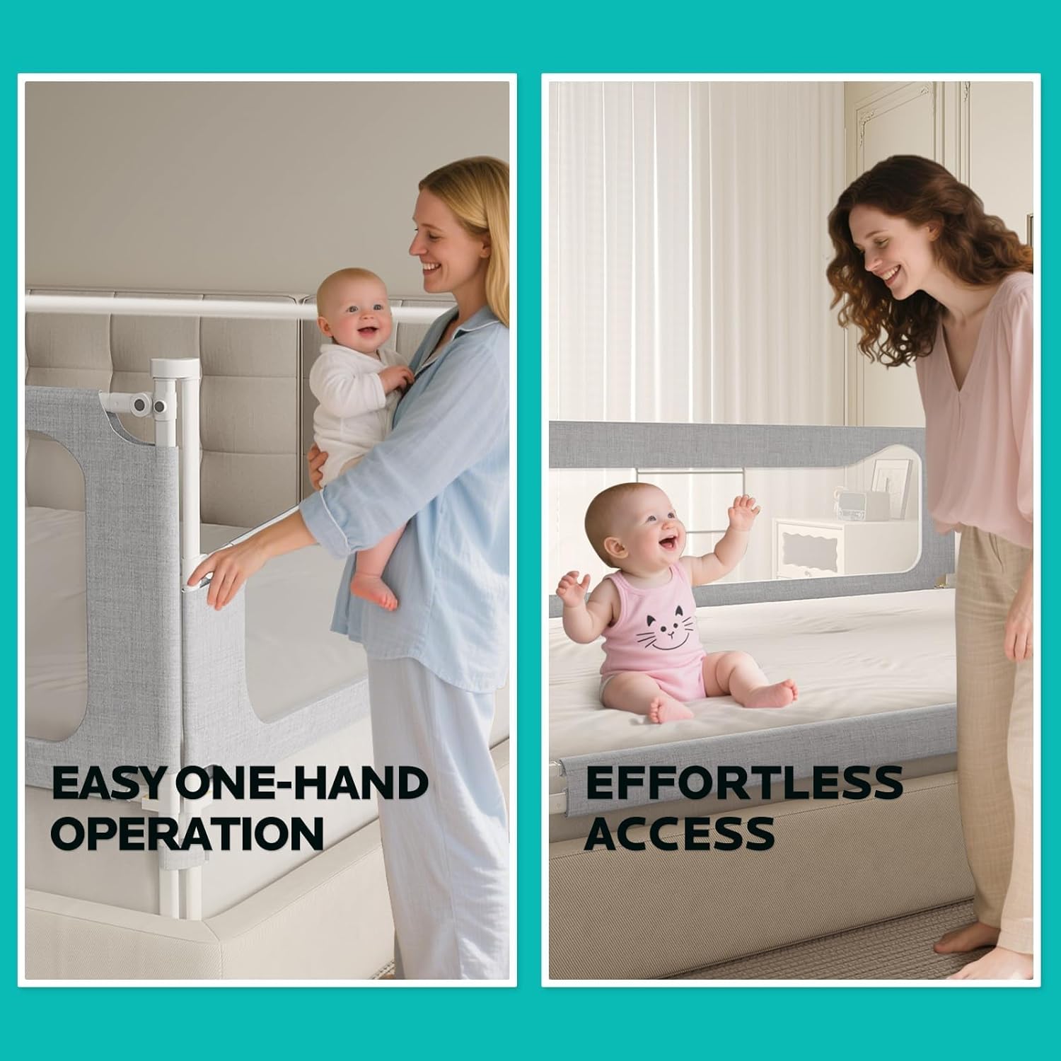 Updated King Size Bed Rail for Toddlers: 3-Side Protection Bedrail with Headbroad for King Bed - Extral Tall Adjustable Child Safety Side Railing Guards for Infants Kids Child(78.7x78.7X 74.8”)