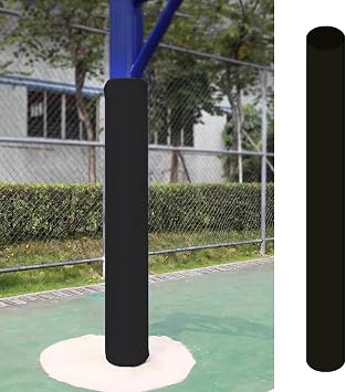 Pole Padding 3.5in Dia 72" Tall Basketball Hoop Pole Pad Round, Basement Column Pole Wrap Cover, Custom Wrap Around Pole Pad with Self Adhesive Strap & ZipperBlack