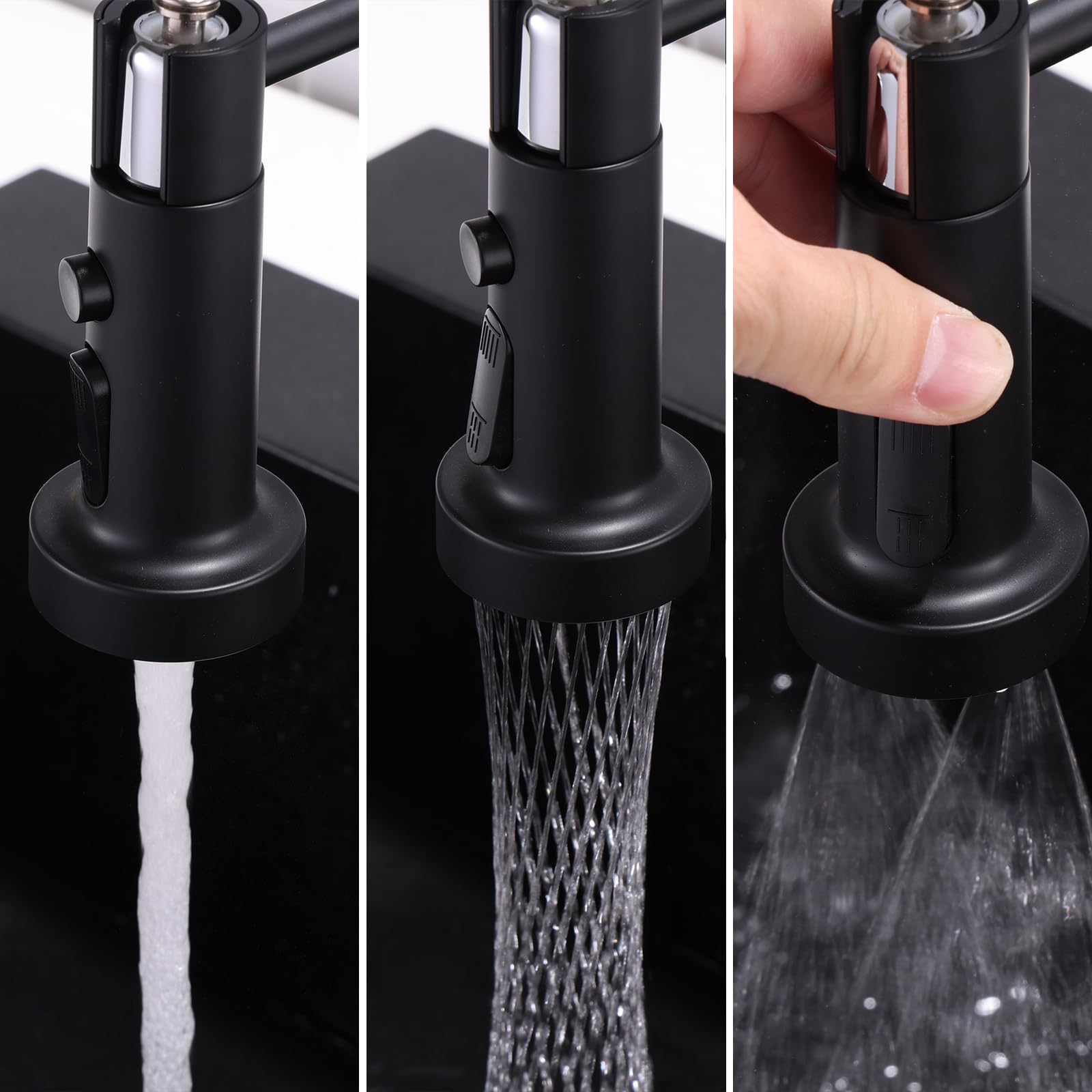 XJTNLB Grifo Fregadero Muelle Grifos Cocina Fregadero Abatibles Cepillado Grifo Extraible Cocina Acero Inoxidable con 3 Modos de Descarga de Agua
