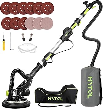 Drywall Sander, 7.2A Electric Drywall Sander with Vacuum Dust Collection, LED Light, 6 Variable Speed Digital Display 900-1800RPM, Foldable & Extendable Handle