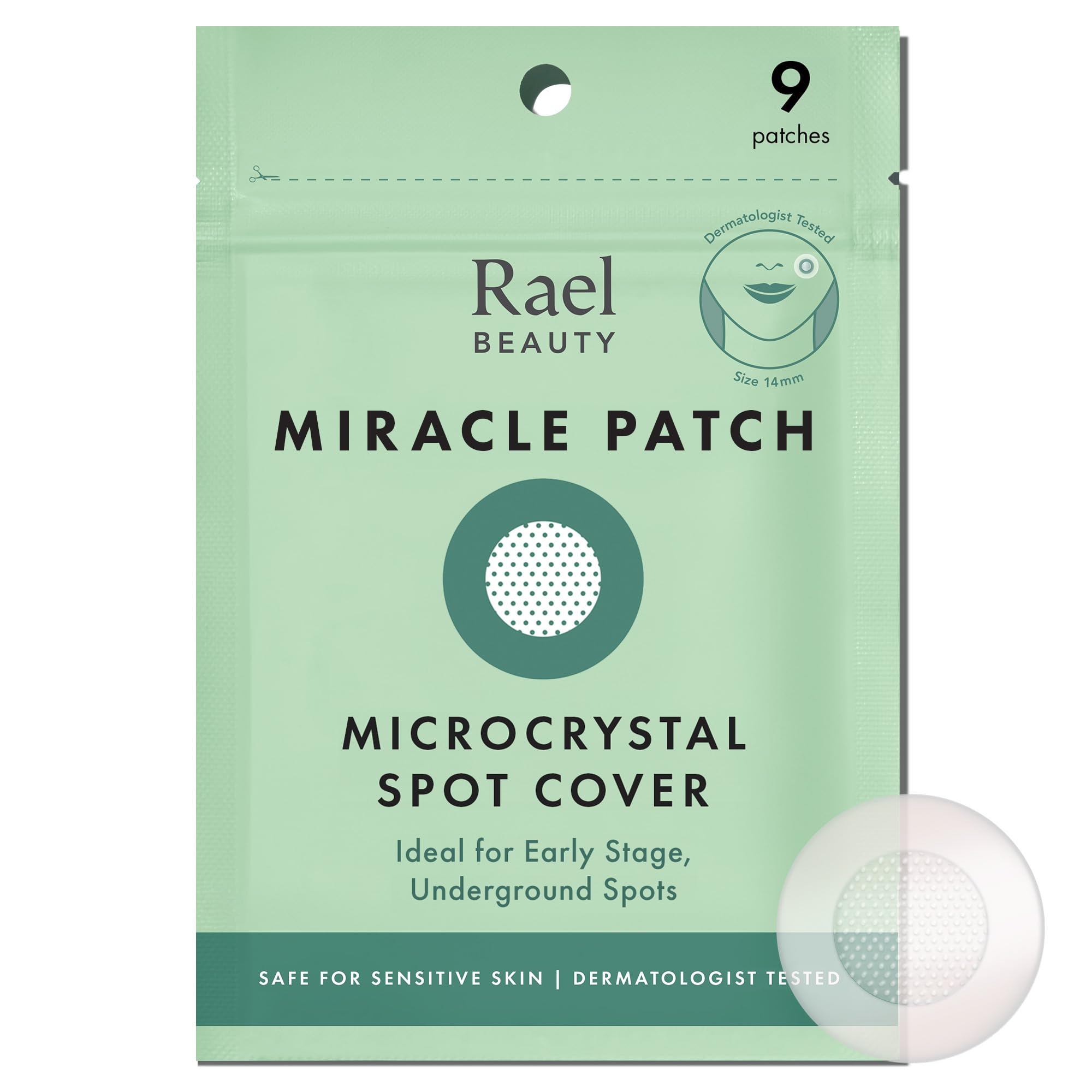 Rael Pimple Patches, Miracle Microcrystal Spot Cover - Hydrocolloid Acne Pimple Patch with Tea Tree Oil, Early Stage Zits and Blemish, Korean Skin Care (9 Count)