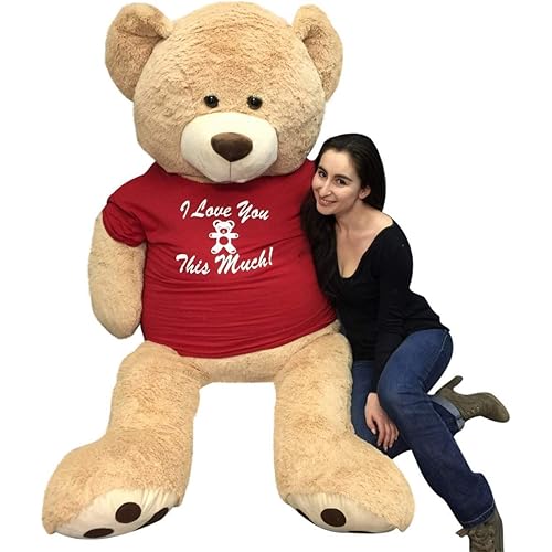 Big Plush Giant 6 Ft Teddy Bear Soft, Tshirt Says I Love You This Much, Weighs 22 Pounds