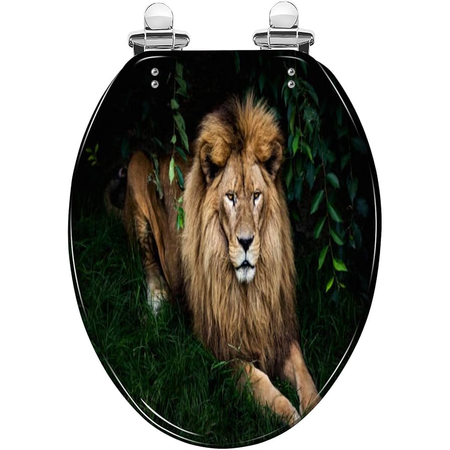 Elongated Toilet Seat Lion portrait Resin Toilet Seat Slow