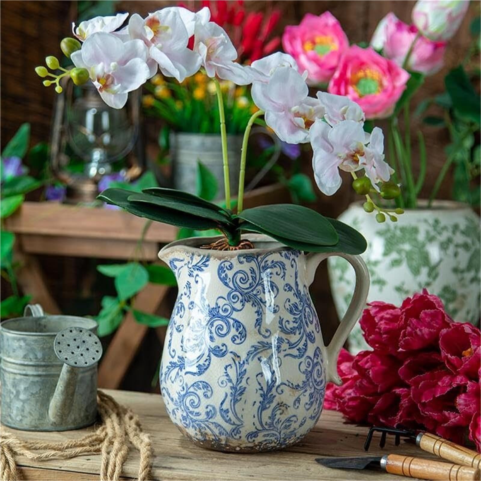 Vase à fleurs chinois en céramique pour étagère de maison et jardin