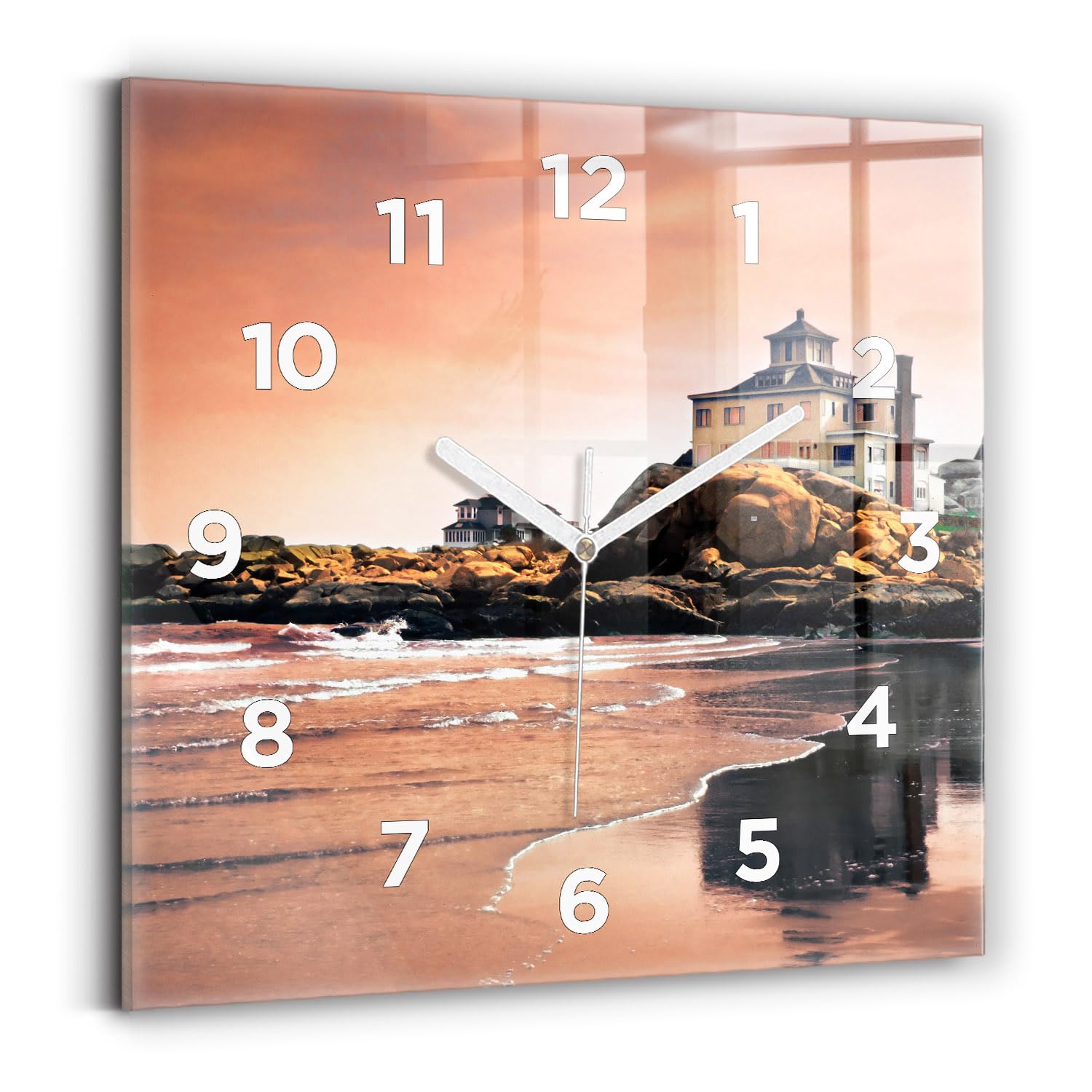 Horloge carrée Wallfluent 30x30 cm à mécanisme silencieux et aiguilles blanches