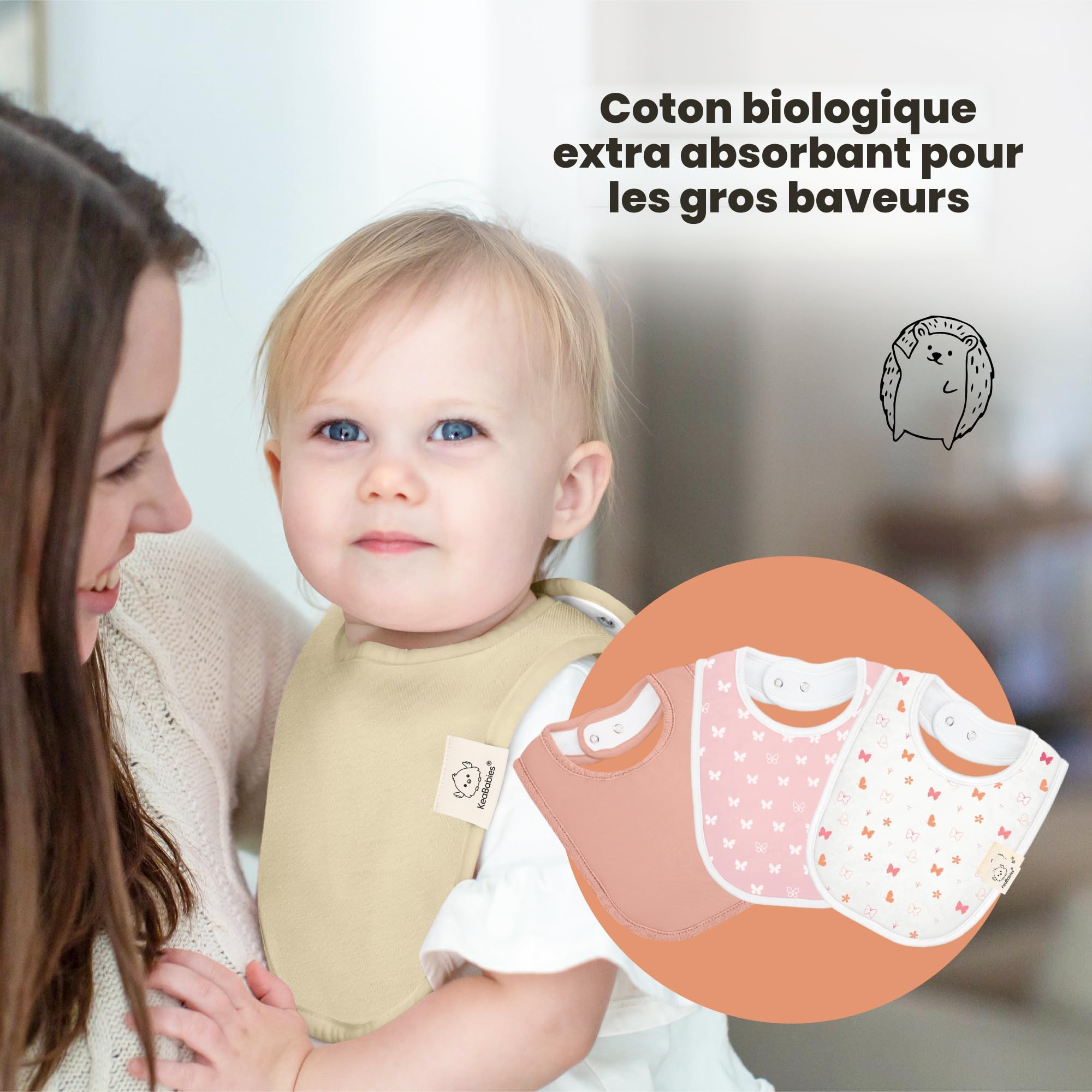 Bavoirs Bebe Anseom Pack De 5 Bavoirs Bébé En Coton Bio - Anti-Fuites Bavoir Bébé