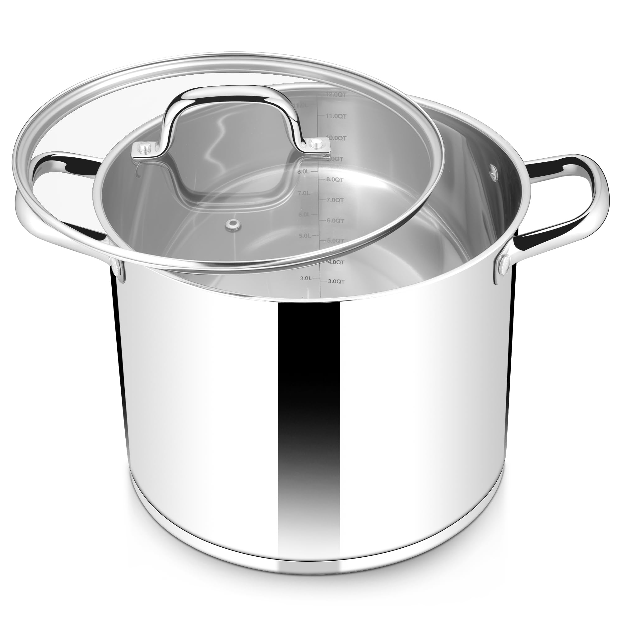 Herogo 11.6L Stainless Steel 26cm Tri-Ply Bottom Stock Pot with Visible Lid