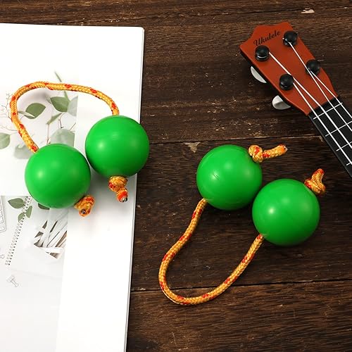 Miniatura 4 de 2 pares de bolas rítmicas de Aslatuas, instrumento de coctelera Kashaka clásico africano, sonajero, percusión de mano para niños, adultos, bodas,