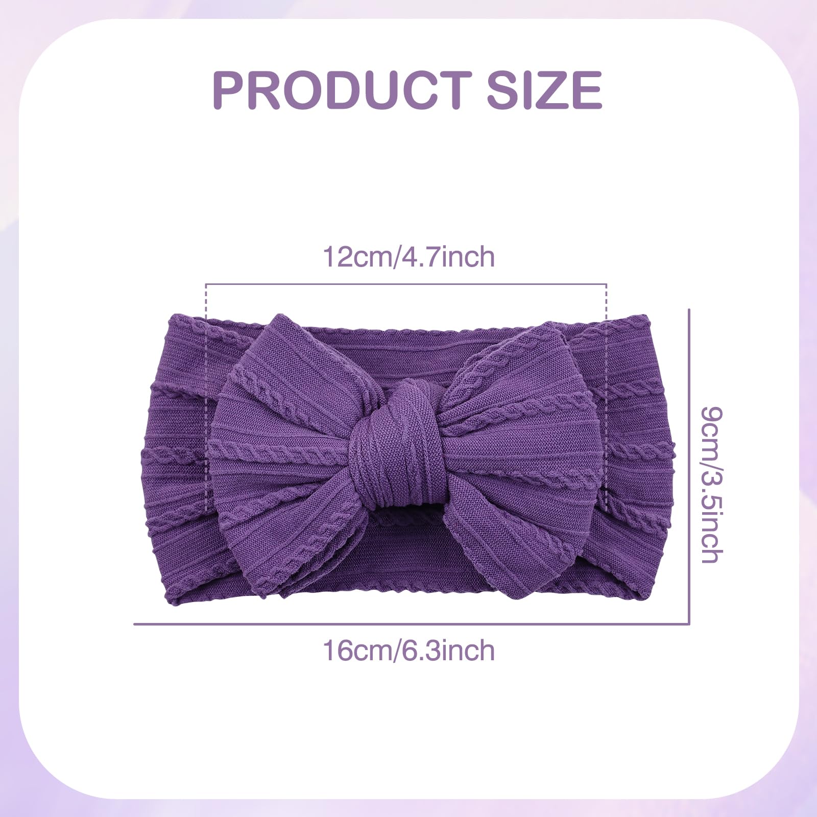 Cinaci 5 Pieces Soft Stretchy Baby Girl Wide Headbands with Bow Headwraps Hair Bows Bands Accessories for Baby Boys Girls Newborns Infants Toddlers - Image 2
