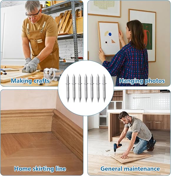 400 Pcs Clou double pointe pour plinthe bois, Clous double pointe, Clous de Plinthe sans trace, Vis sans tete invisibles pour têtes de lit et meubles en bois, avec 4 chevilles - 3
