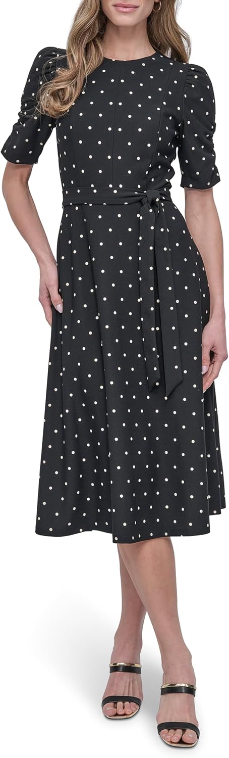 DKNY Womens Jewel Neck Scuba Crepe Dress