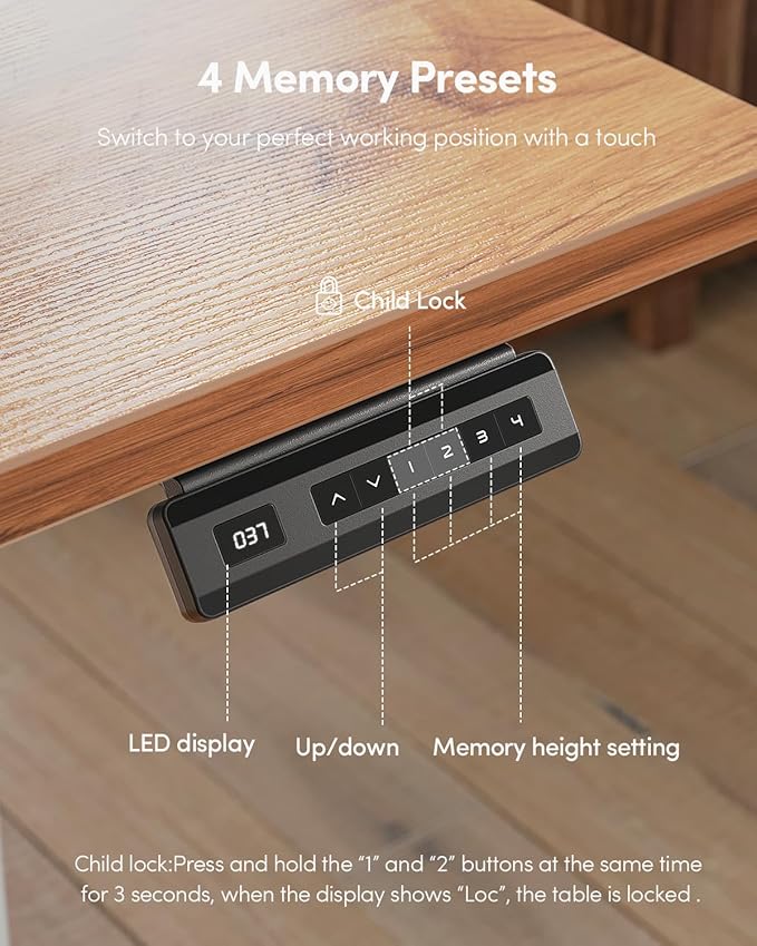 Escritorio Ajustable Electrico Standing Desk 122x61 cm Light miniatura 8