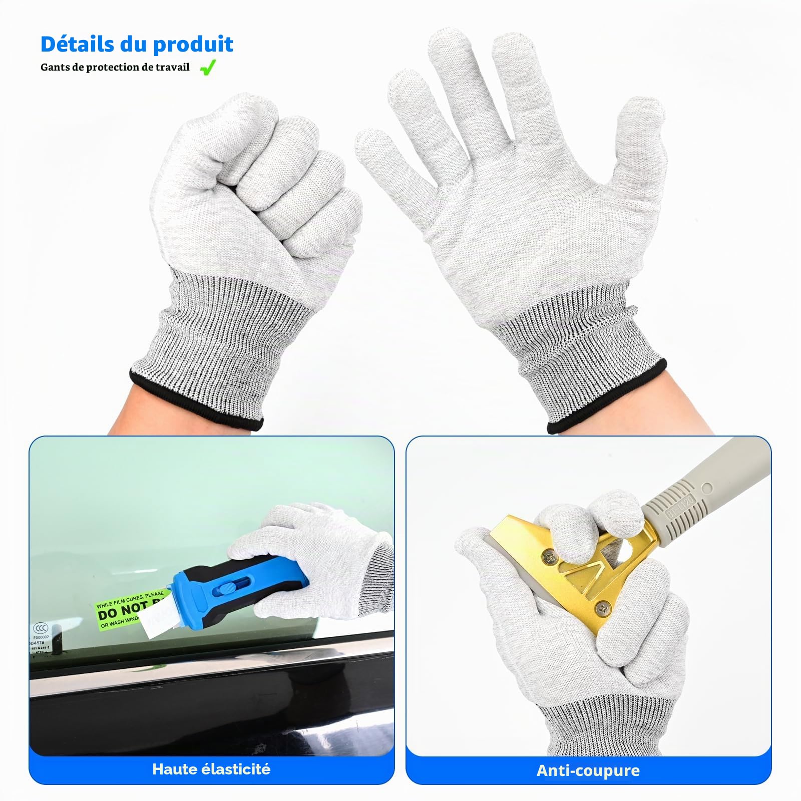 EHDIS Kit Grattoir Vitre - Grattoir 4INCH avec Long Manche(15-58INCH) et Grattoir Plaque Vitrocéramique, avec 30 Lames, pour Carrelage, Papier Peint, Colle, Miroir, La Table de Cuisson