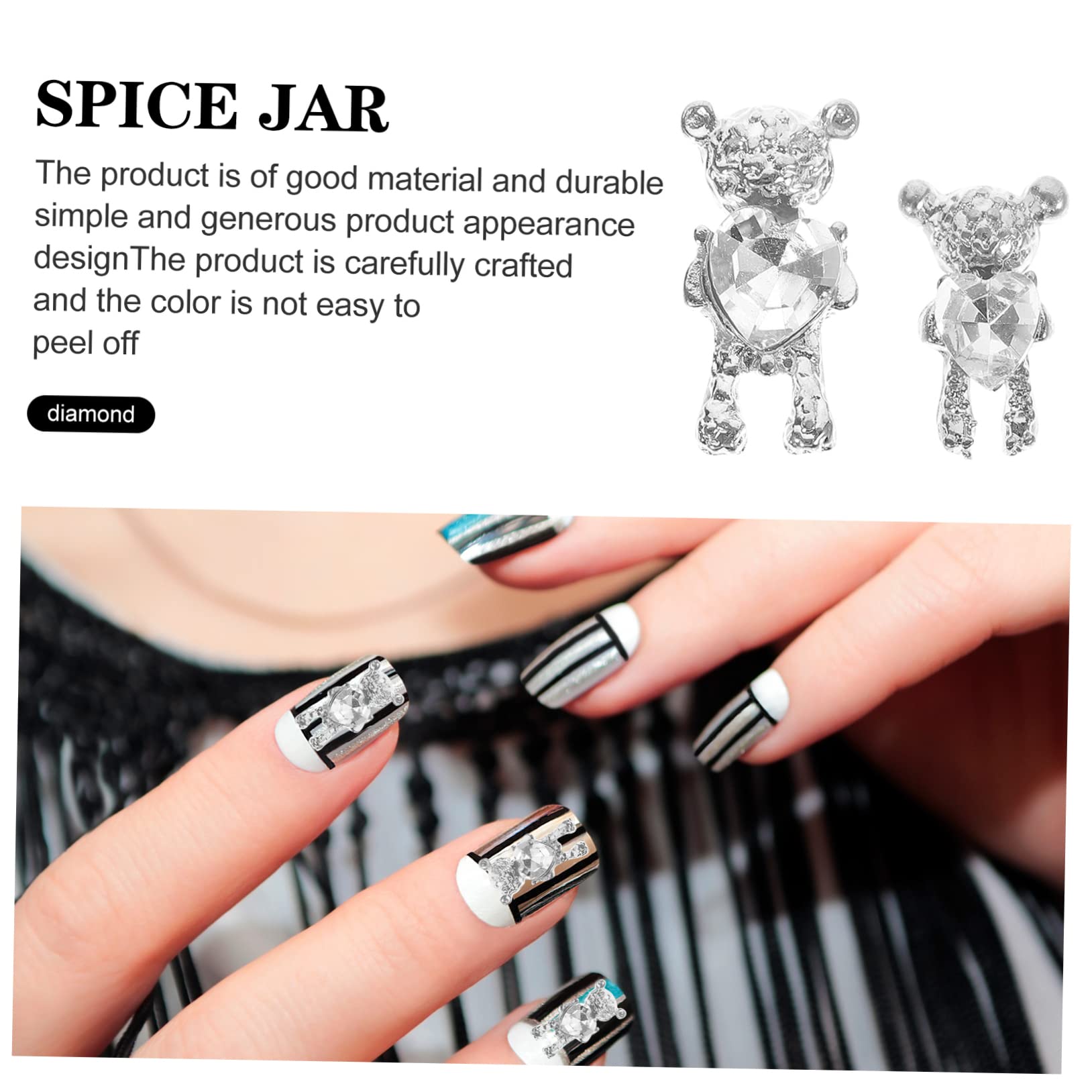 minkissy 100pezzi Decorazioni Unghie Artistiche Orsetto Ciondoli Per Manicure Creativa Forniture Nail Art Alla Moda