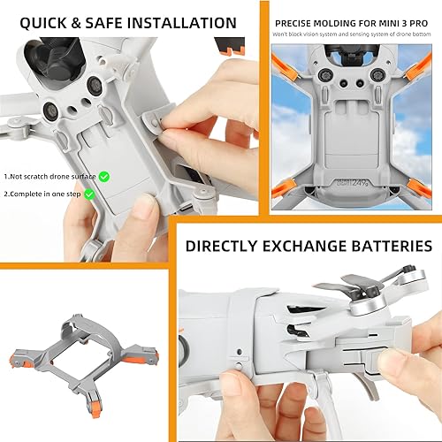 Miniatura 6 de 2 en 1 Mini 3 Pro Drone Spider Plegable Elevación Tren de aterrizaje Extensiones+Soporte de hélice Clip Correa de Hélice, Para DJI Mini 3 Pro