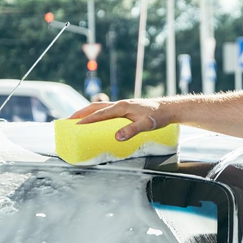 Miniatura 7 de Yaomiao Esponja de limpieza para coche, 4 unidades, esponja para coche, removedor de insectos y alquitrán, limpiador de lavado amarillo para
