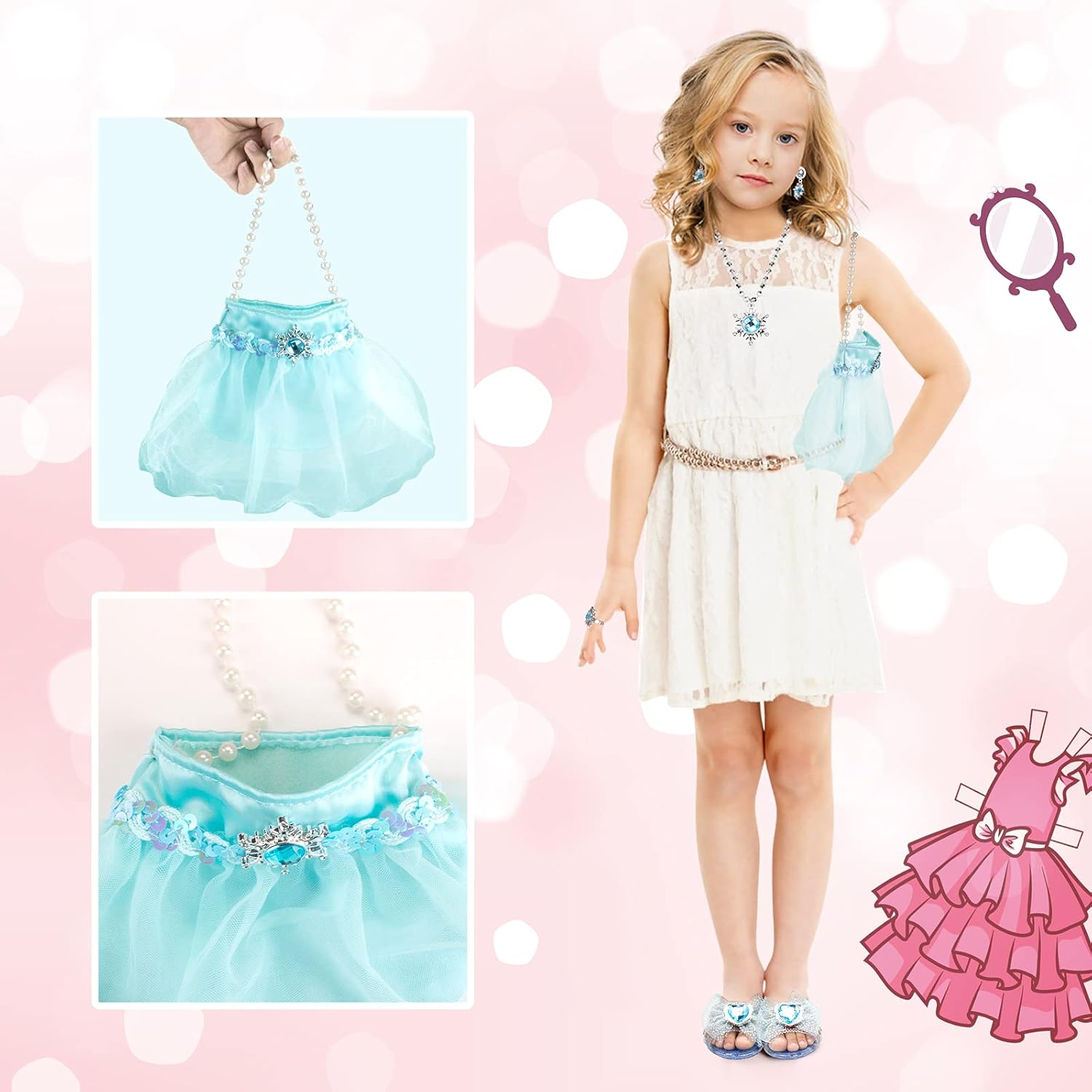 KIDCHEER Princess Toys Jewelry Boutique and Dress Up Shoe - Girls Pretend Play Set Fashion Accessories of Crowns, Necklaces, Purse, Rings, Toddler Kids Beauty Birthday Age 3 4 5 6 7 8 Year Old : Toys & Games