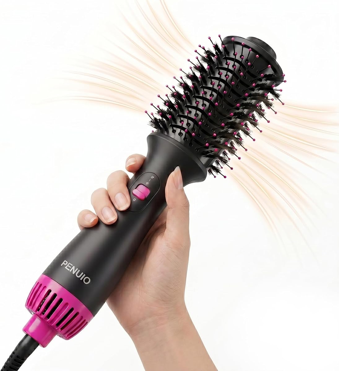 Secador de pelo cepillo secador de pelo 4 en 1 estilizador de aire caliente, cepillo de soplado secador de pelo estilizador y voluminizador con iónico | barril grande ovalado | soplado anti-frizz para cabello medio largo [NO para cabello corto] 3.5''