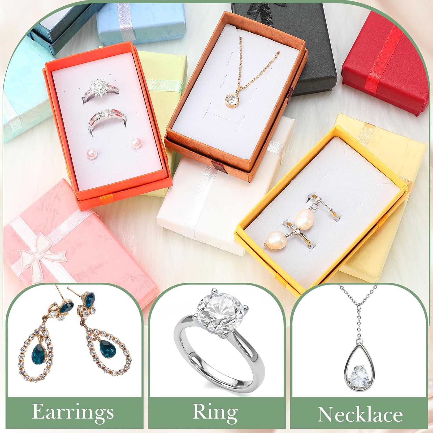 Quelay 180 Pcs Multicolor Jewelry Gift Boxes Small Gift Boxes for Jewelry Colorful Necklace Earring Rings Bracelet Cardboard Cardboard Cases for Wedding Birthday Party, 3.15 x 1.97 x 1.18 Inch