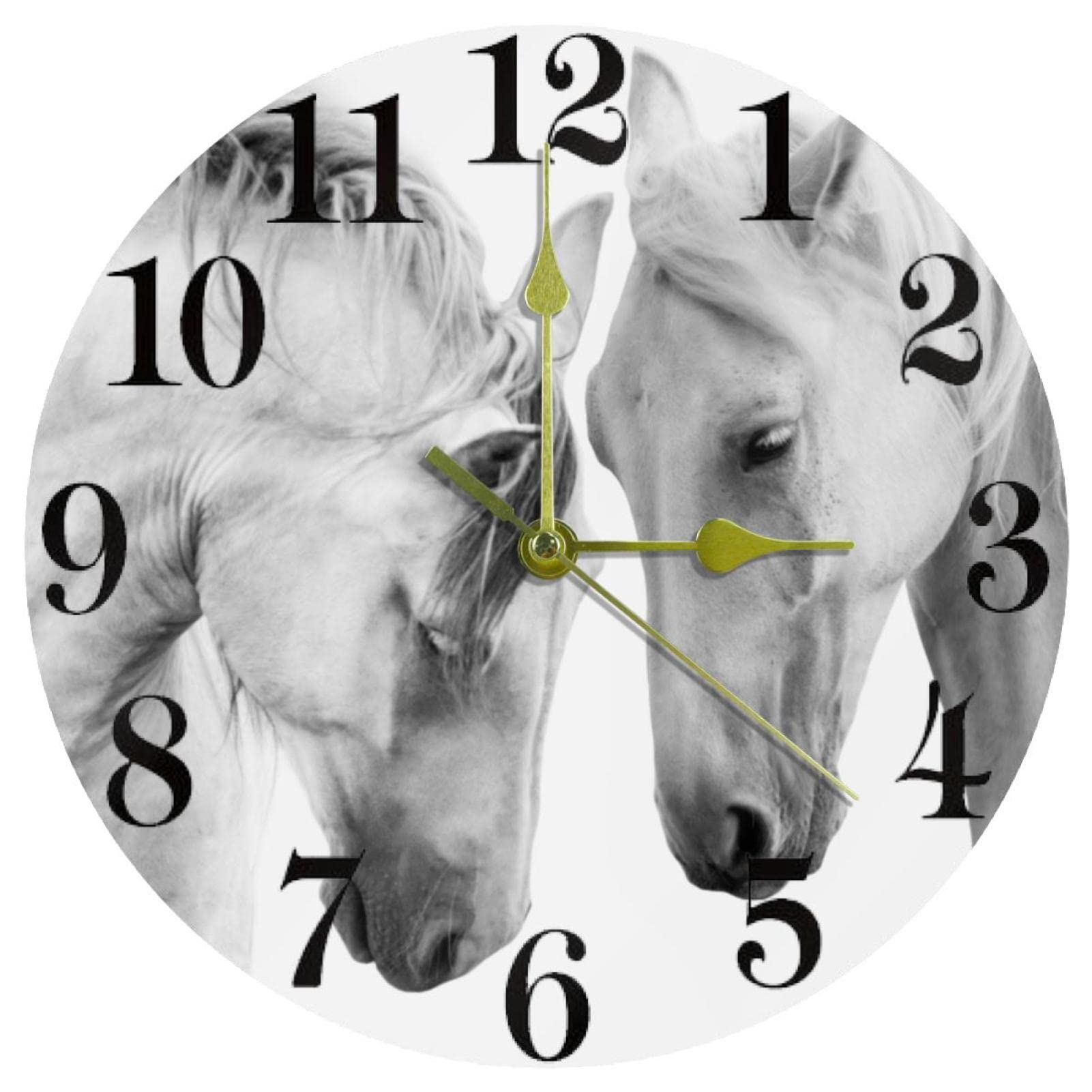 Horloge murale blanche cheval de 25,4 cm pour cuisine et bureau