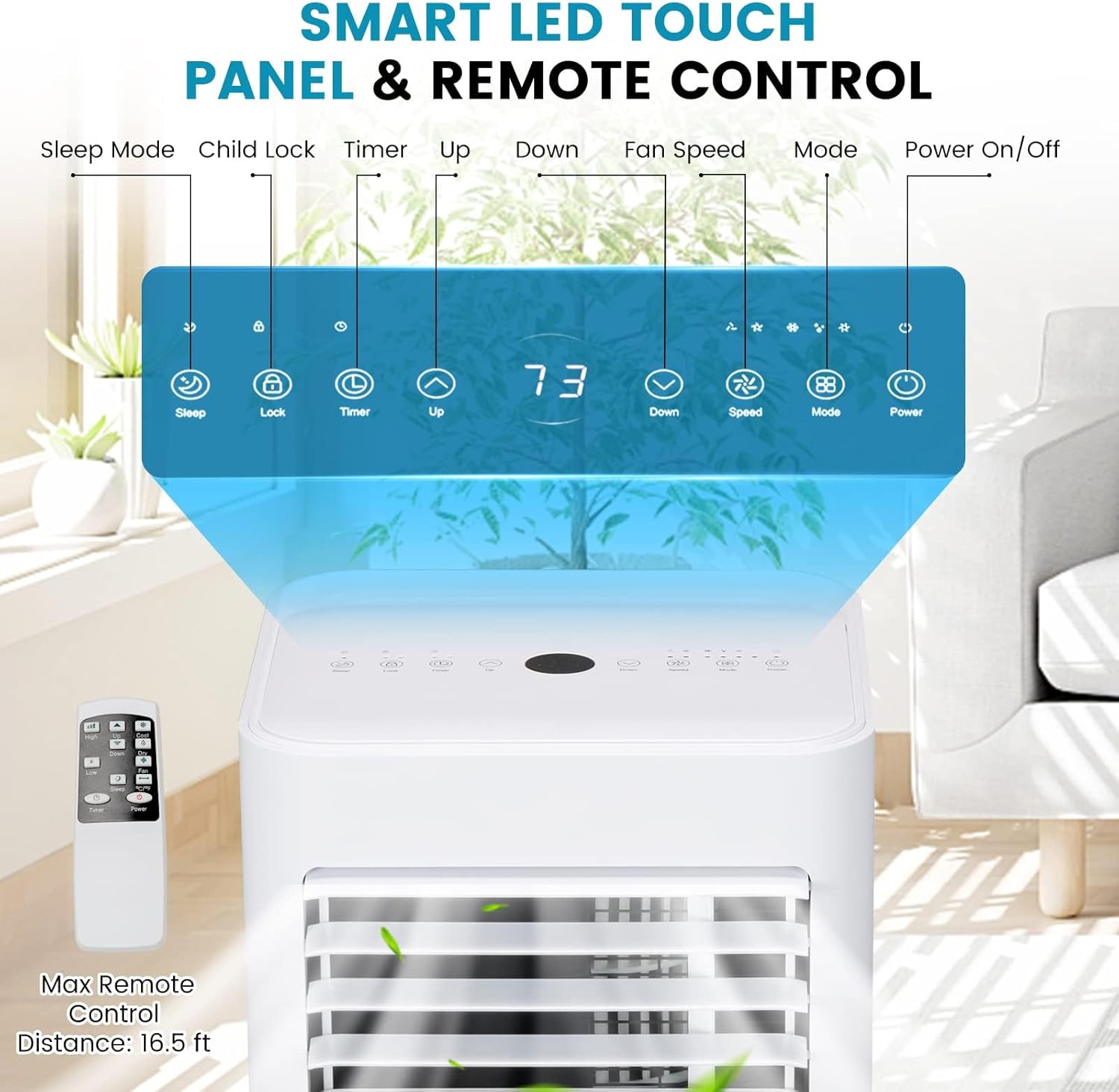 DORTALA Portable Air Conditioners 8000 BTU, 3 in 1 AC Cooling Unit with Remote Control, Dehumidifier, 24H Timer, Window Kit, Personal Standing AC for Bedroom, Dorm,White