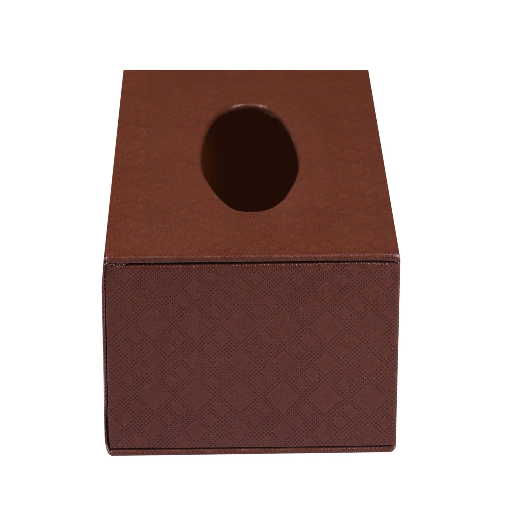 Anything & Everything Faux Leather Tissue Box Holder, Napkin Holder Box for Home and Car - Brown Pattern 4