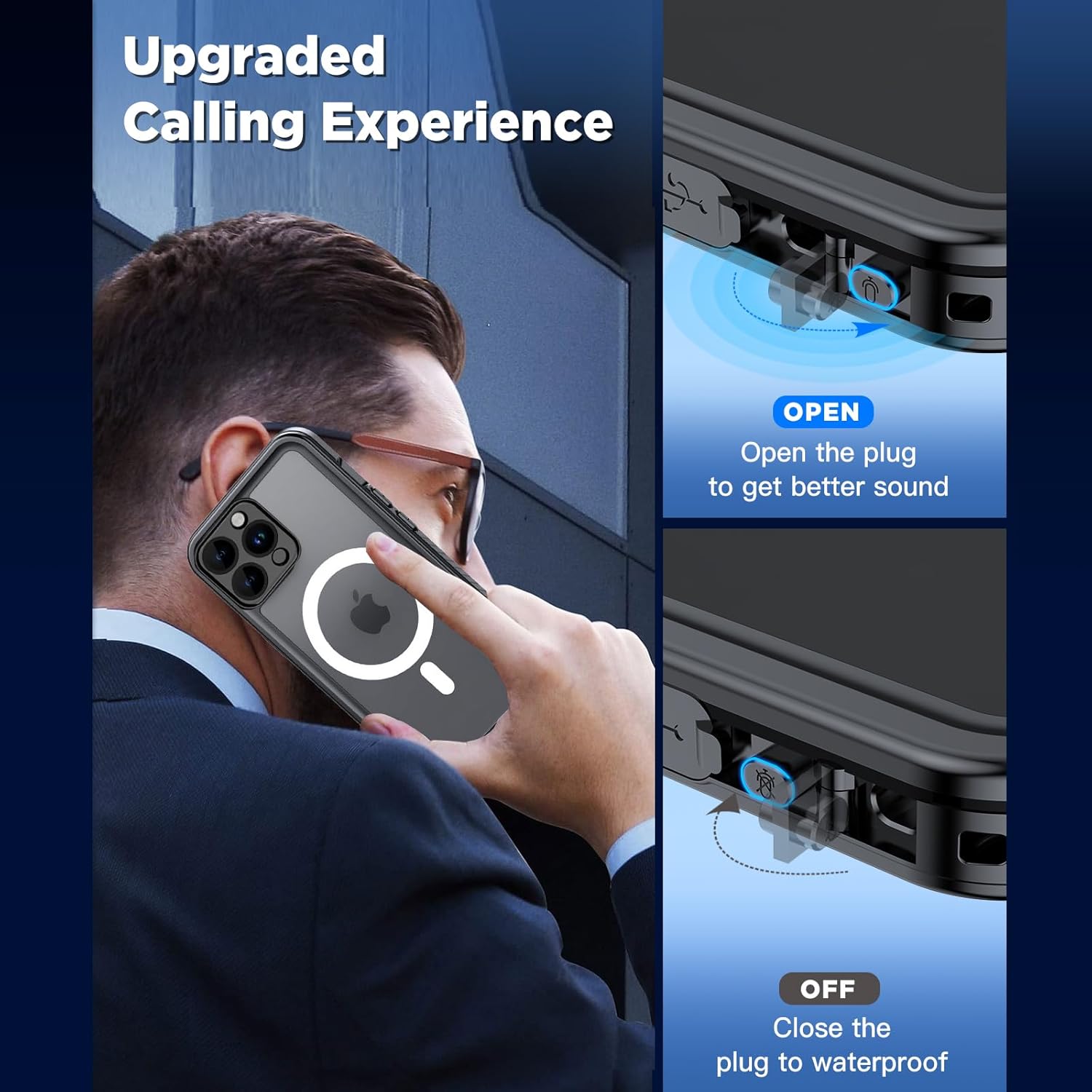 Unitedtime for iPhone 15 Pro Max Case Waterproof Magnetic with Built-in Screen Protector,[Compatible with MagSafe] Shockproof Dustproof Heavy Duty Full Body Protective Cover 6.7 Inch Black - Image 7