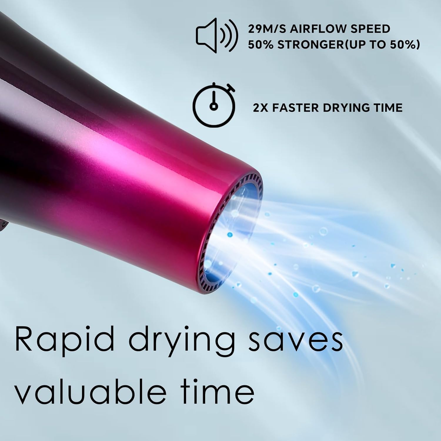 Mannice Hair Dryer, 3500 Watt Professional Salon Ionic Blow Dryer with AC Motor, 3 Heat Settings, 2 Speeds, Cool Shot Button, Tourmaline Ceramic, Concentrator & Diffuser Attachments, Purple, 110V