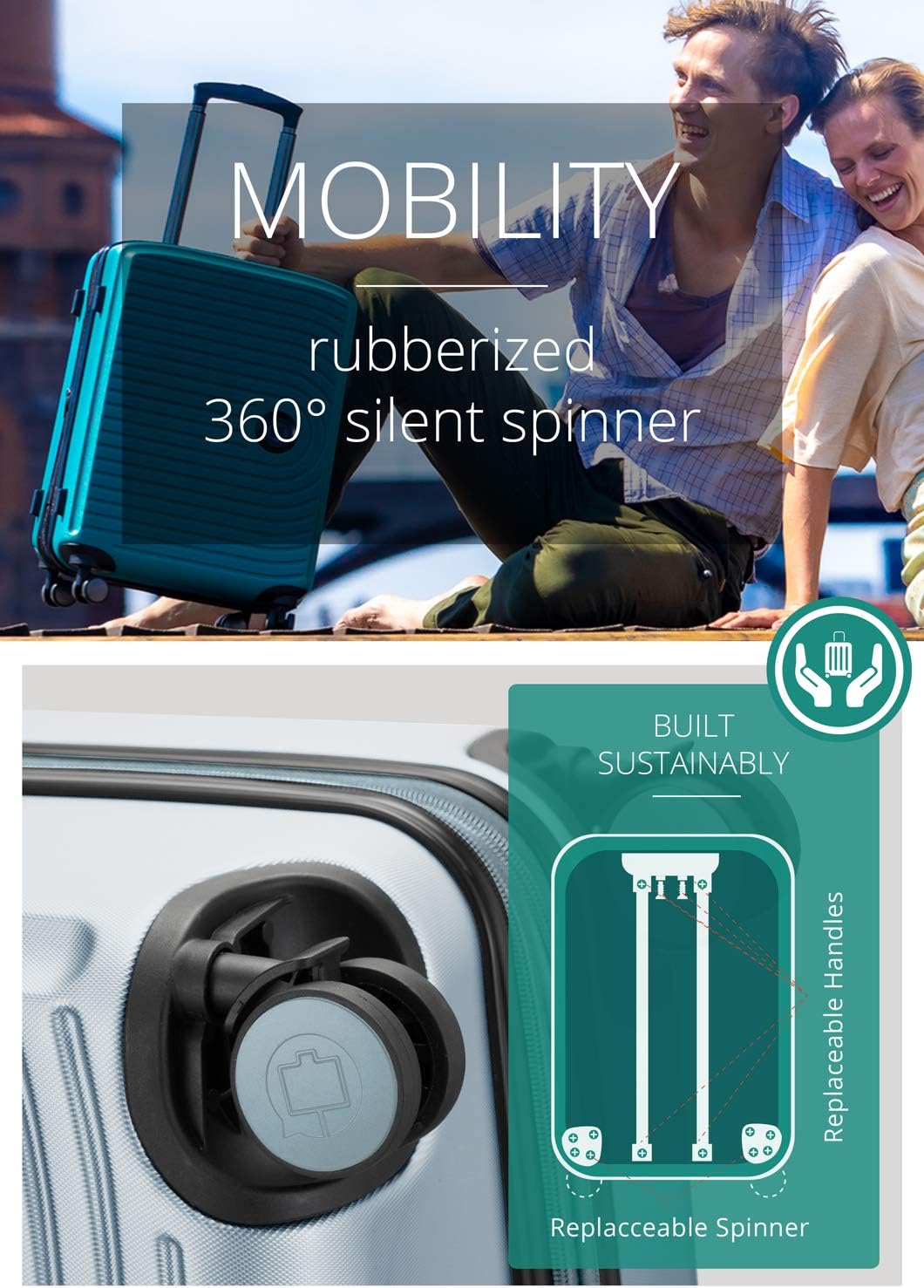 Hauptstadtkoffer MITTE - Hand Luggage, Cabin Trolley with Extension, TSA, 4 Double Spinner, 55 cm, 55 L, Pool Blue