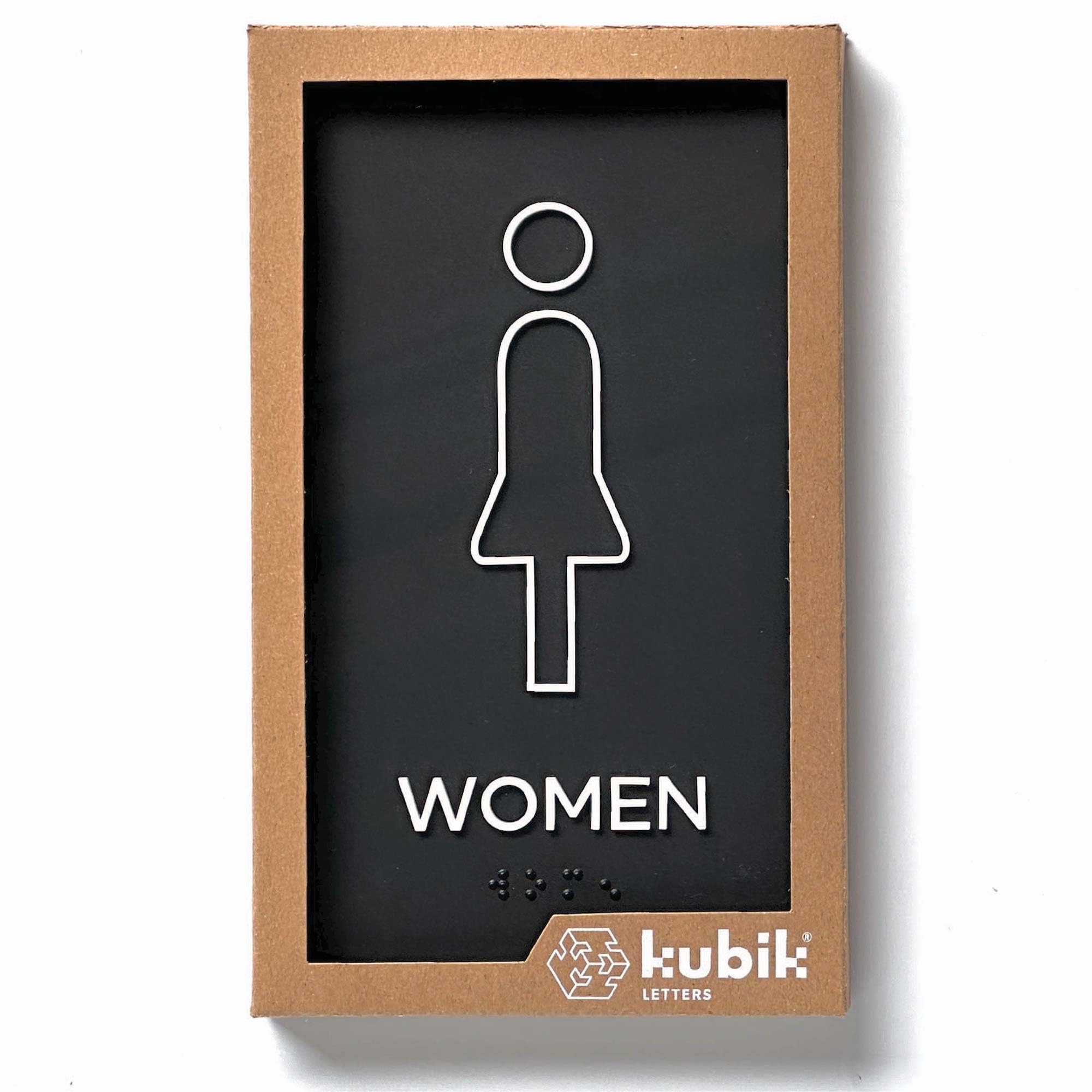 Kubik Letters Premium Women Restroom Signs for Business, ADA Unisex Bathroom Sign, Bathroom Door Signs, Modern All Toilet Gender Signs for Door with