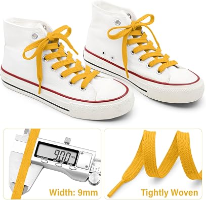 DELELE Solid Flat Shoe Laces: 2 Pairs Thick Shoelaces for Sneakers