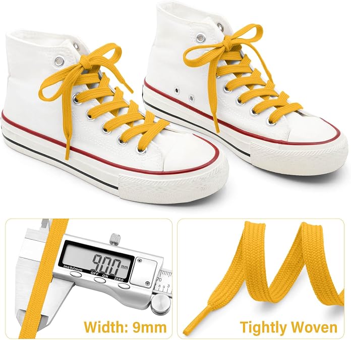 DELELE Solid Flat Shoe Laces: 2 Pairs Thick Shoelaces for Sneakers